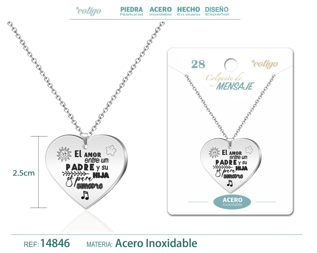 Colgante de acero inoxidable con mensaje personalizado - Accesorios de joyería
