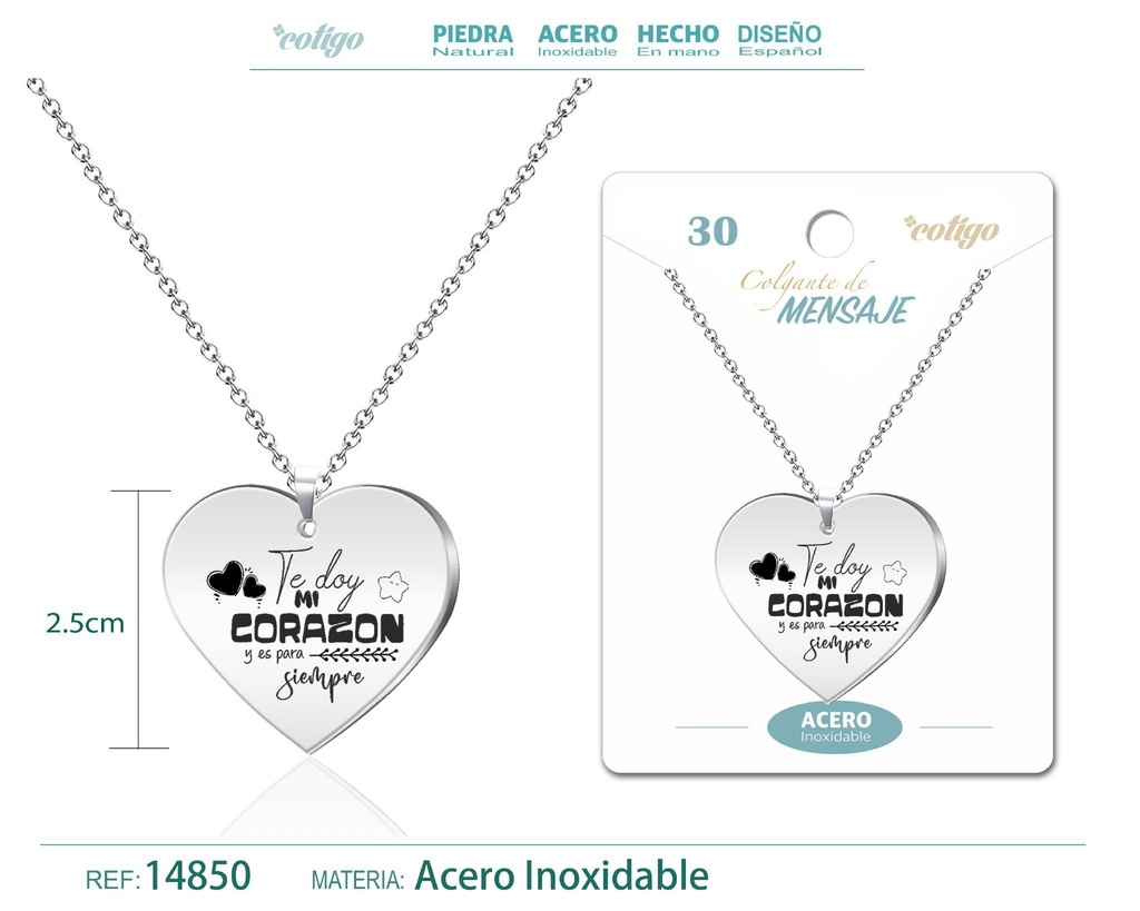 Colgante de acero inoxidable con mensaje personalizado - Accesorios de joyería