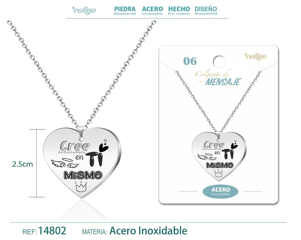 Colgante con Mensaje de Acero Inoxidable - Accesorios de joyería significativa