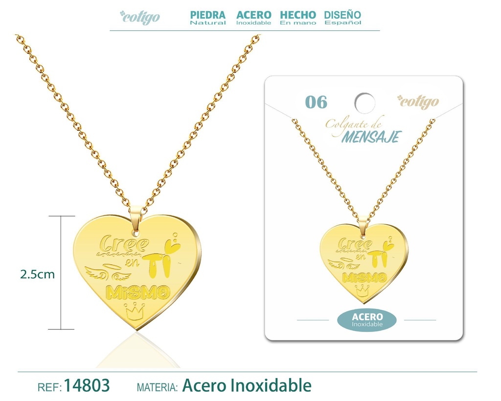 Colgante con Mensaje de Acero Inoxidable - Accesorios de joyería significativa