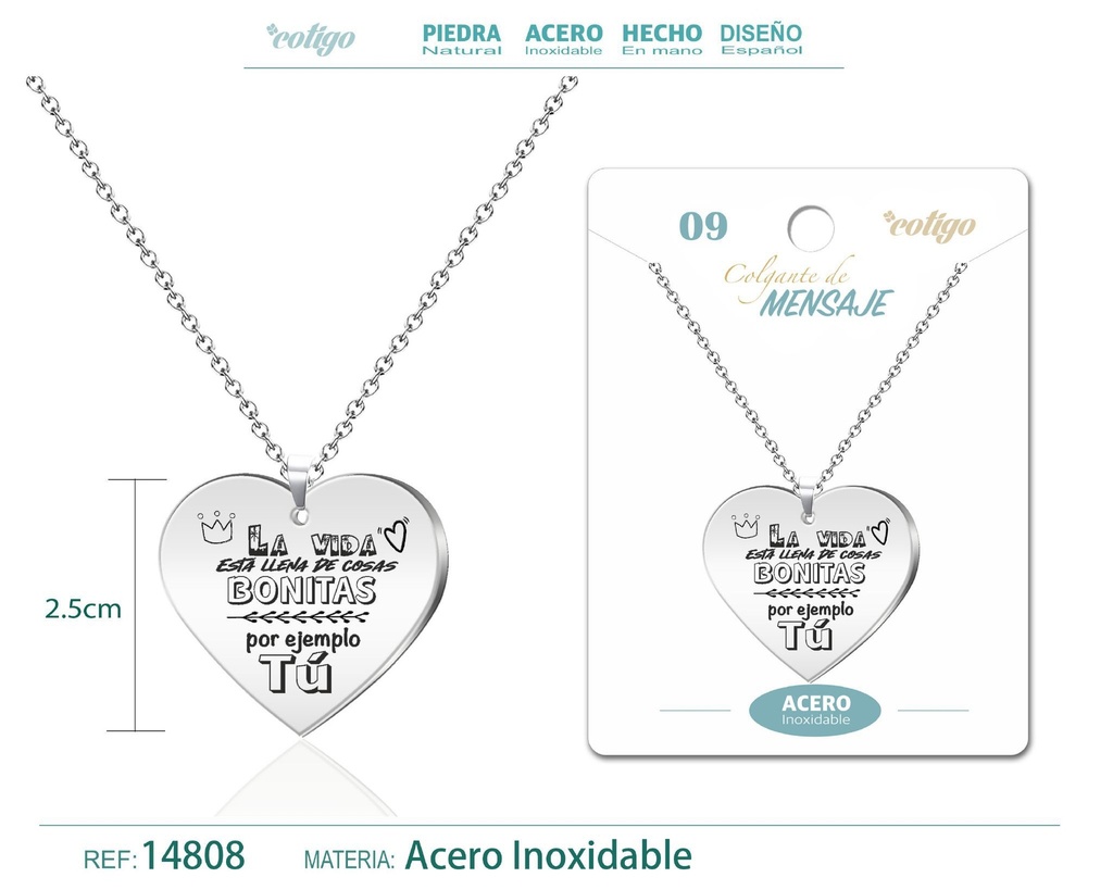 Colgante de acero inoxidable con mensaje personalizado - Accesorios de joyería