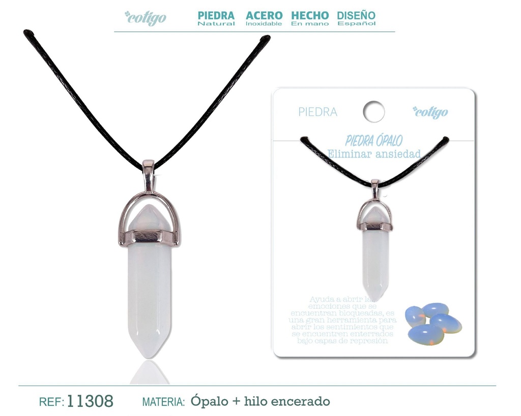 Colgante de opalina en forma de punto - Joyería de piedras naturales