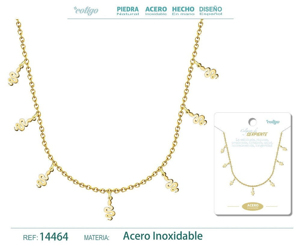 Collar con 7 colgantes de Serpiente Dorado - Accesorios de joyería con temática animal