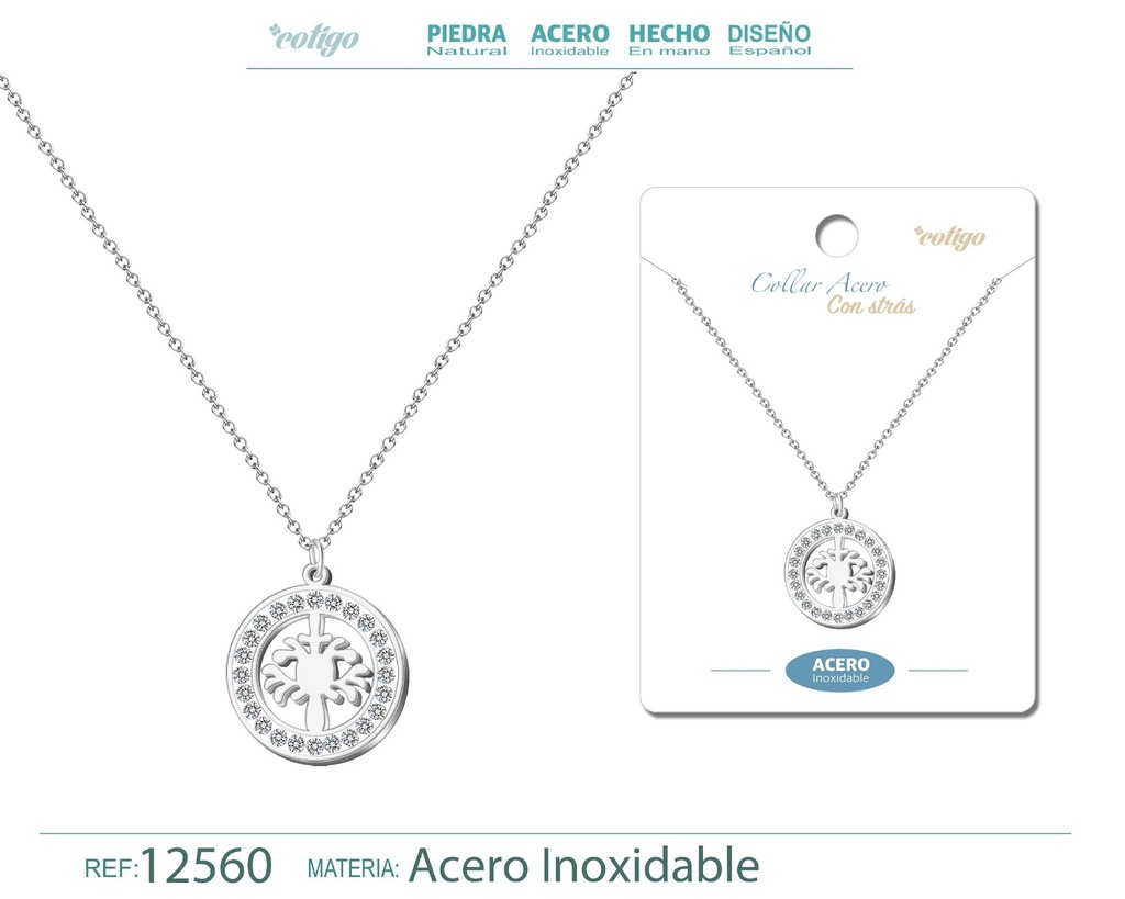 Colgante de acero con strass - Joyería con brillo y elegancia