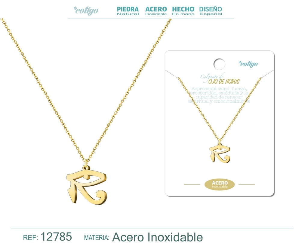 Colgante Ojo de Horus de Acero Color Dorado - Accesorios de joyería y collares