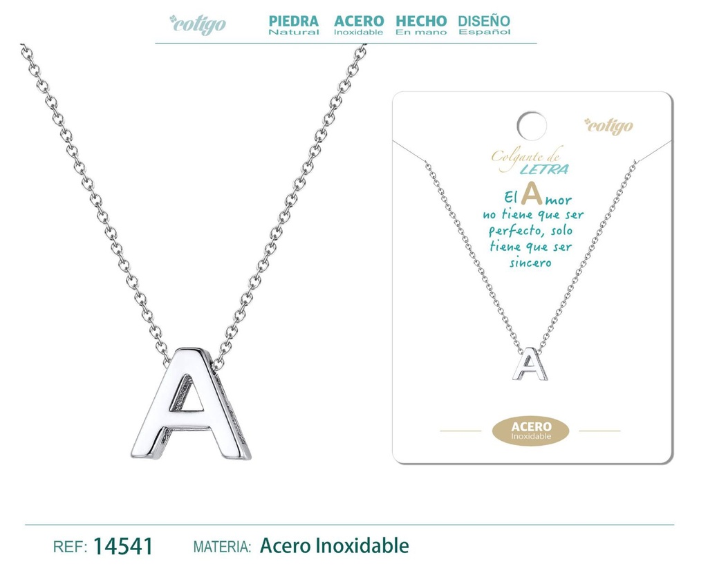 Collar letra A color plateado - Joyería personalizable y elegante