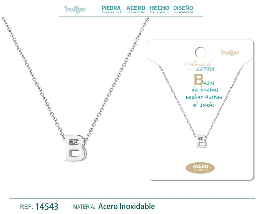 Collar letra B color plateado - Joyería personalizable y elegante