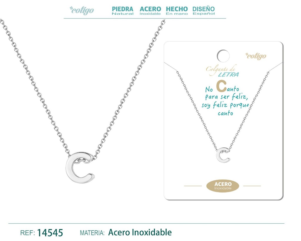 Collar letra C color plateado - Joyería personalizable y elegante