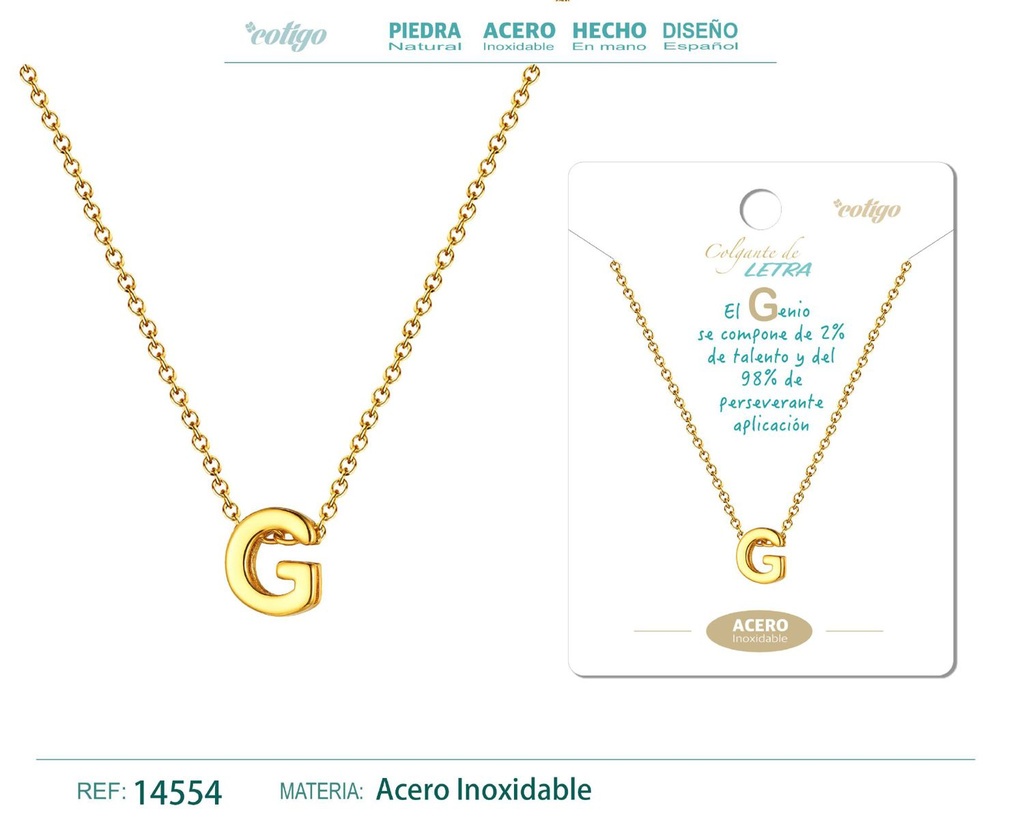 Collar letra G color dorado - Joyería personalizable y elegante