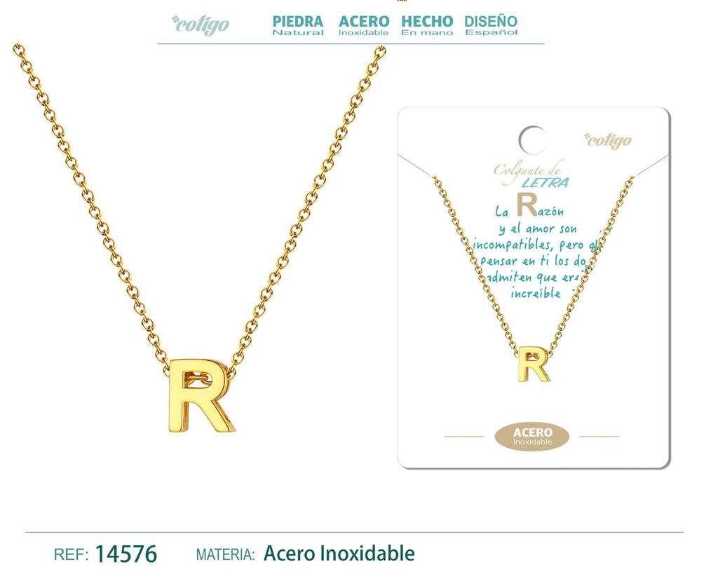 Collar letra R color dorado - Joyería personalizable y elegante