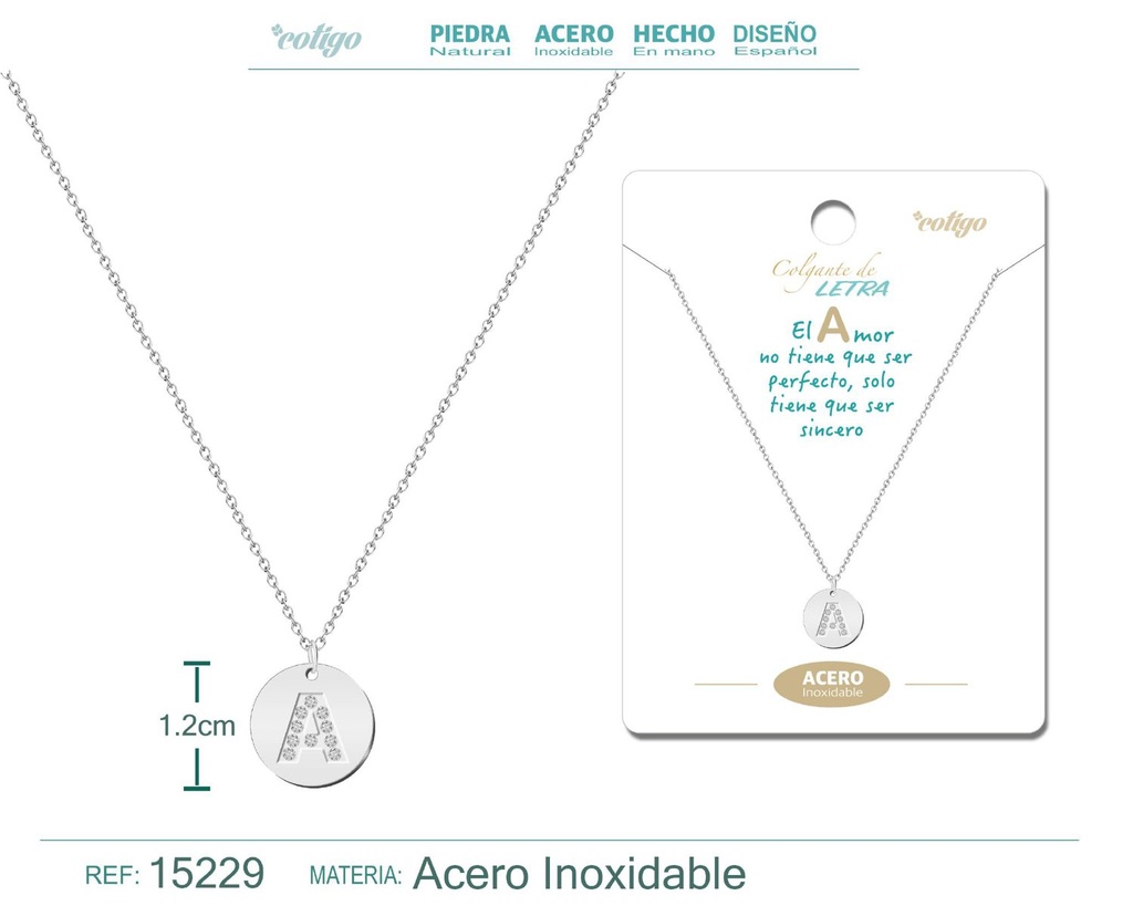 Collar con letra A en color plateado - Joyería personalizada