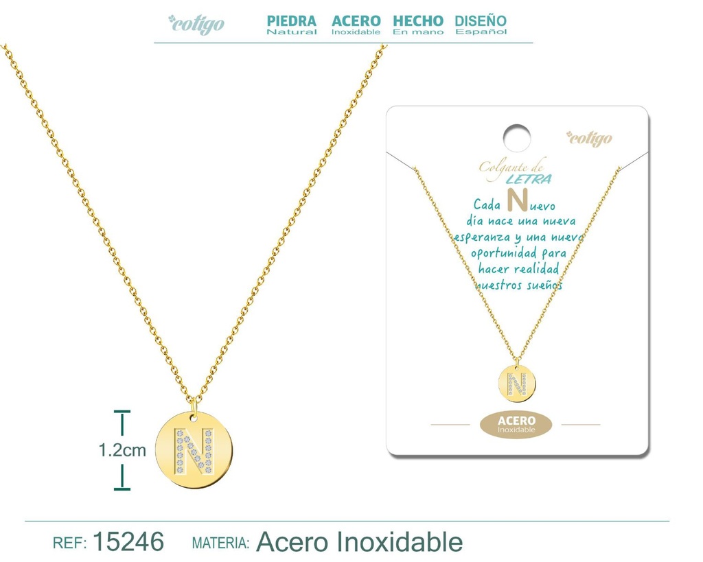 Collar con letra N en color dorado - Joyería personalizada