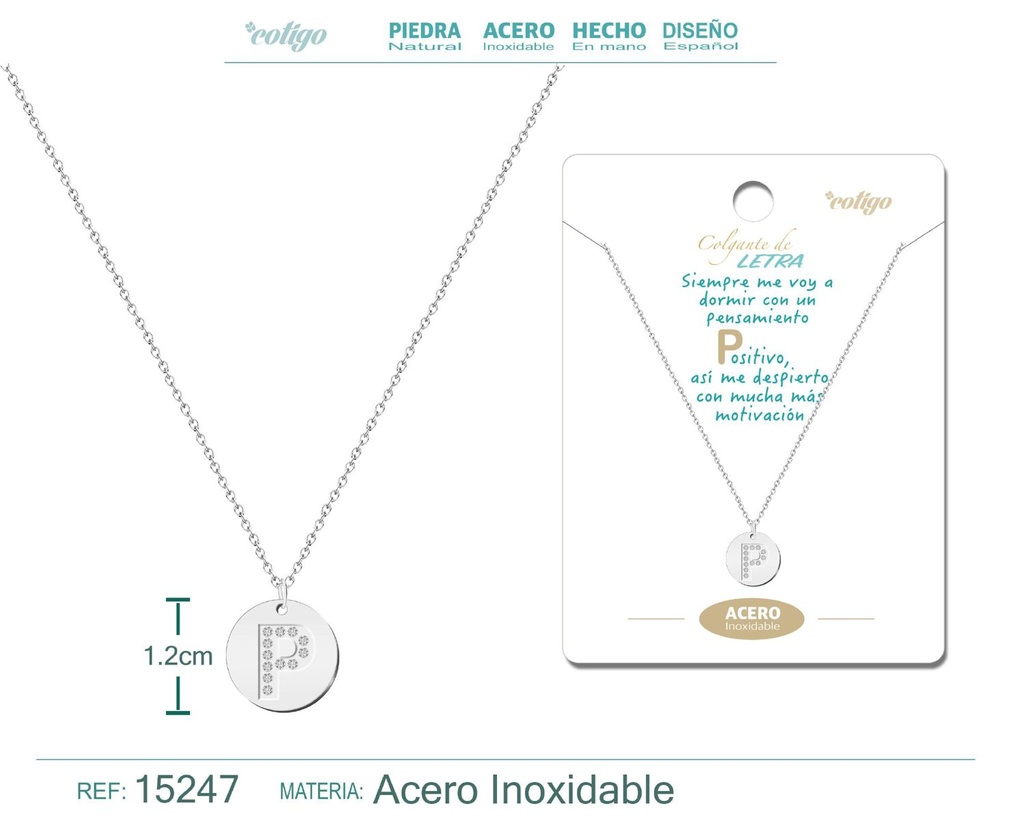 Collar con letra P en color plateado - Joyería personalizada