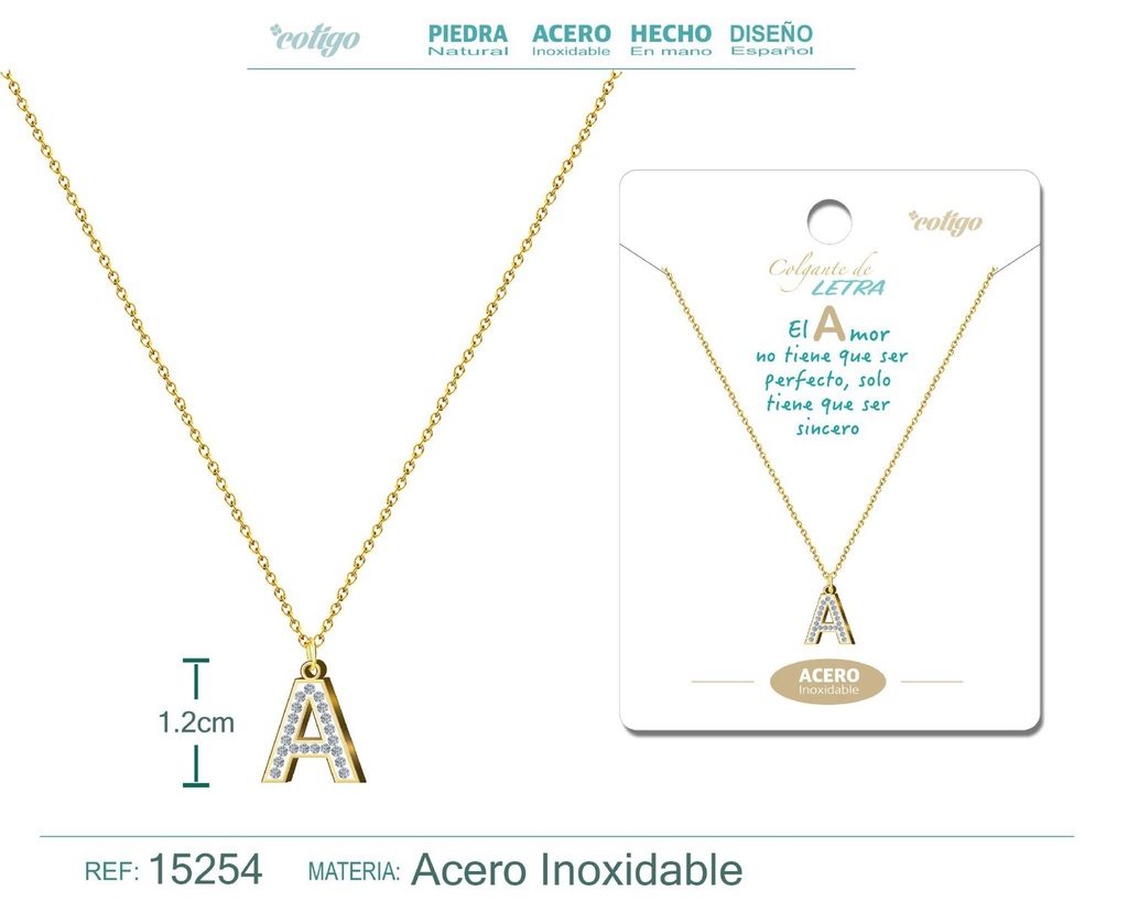 Collar con letra A en color dorado - Joyería personalizada