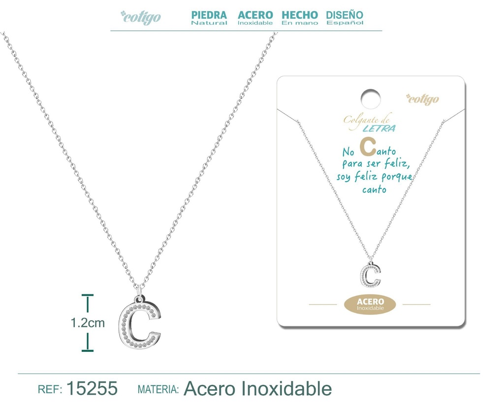 Collar con letra C color plateado - Joyería, collares y accesorios