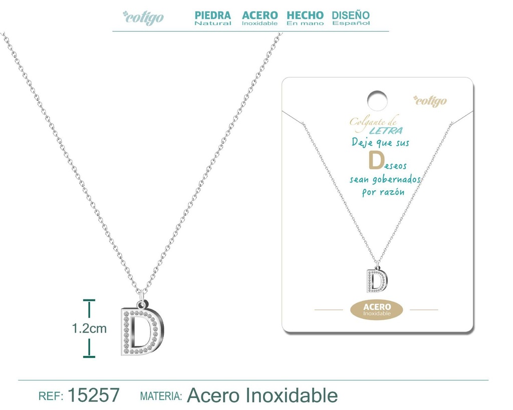 Collar con letra D en color plateado - Joyería personalizada