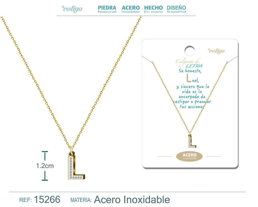 Collar con letra L color dorado - Joyería, collares y accesorios