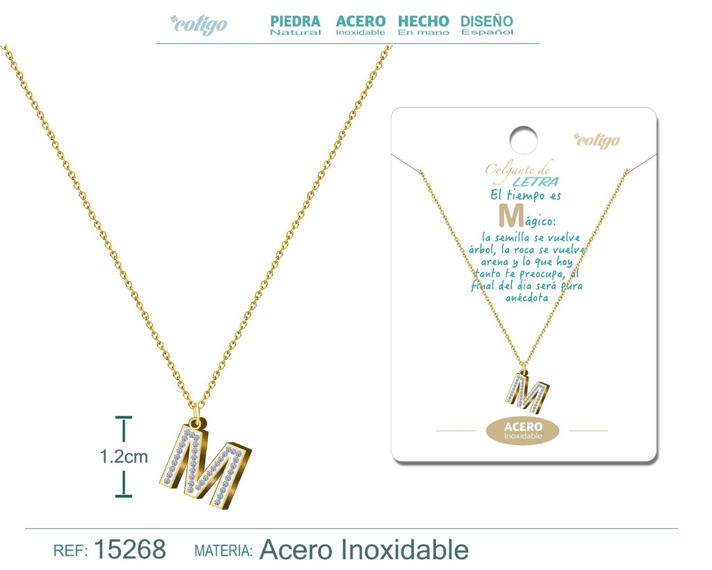 Collar con letra M color dorado - Joyería, collares y accesorios