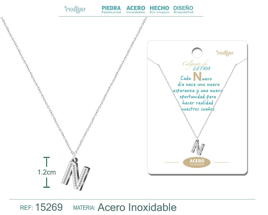 Collar con letra N color plateado - Joyería, collares y accesorios