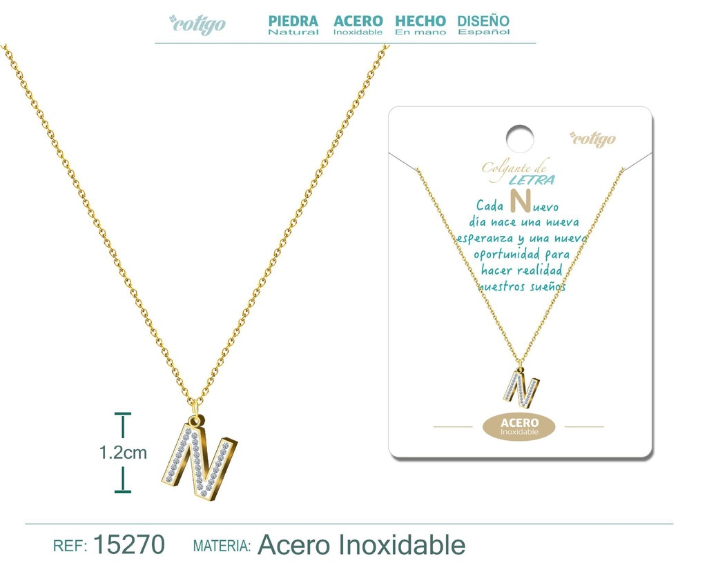 Collar con letra N color dorado - Joyería, collares y accesorios
