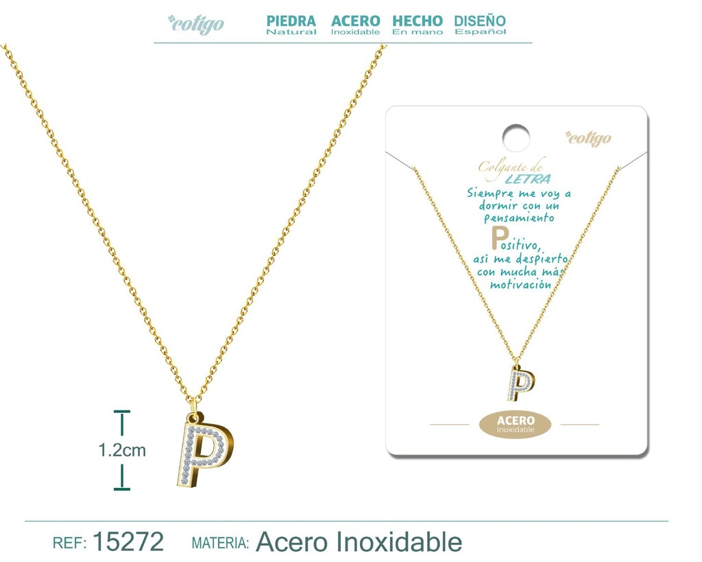 Collar con letra P en color plateado - Joyería personalizada