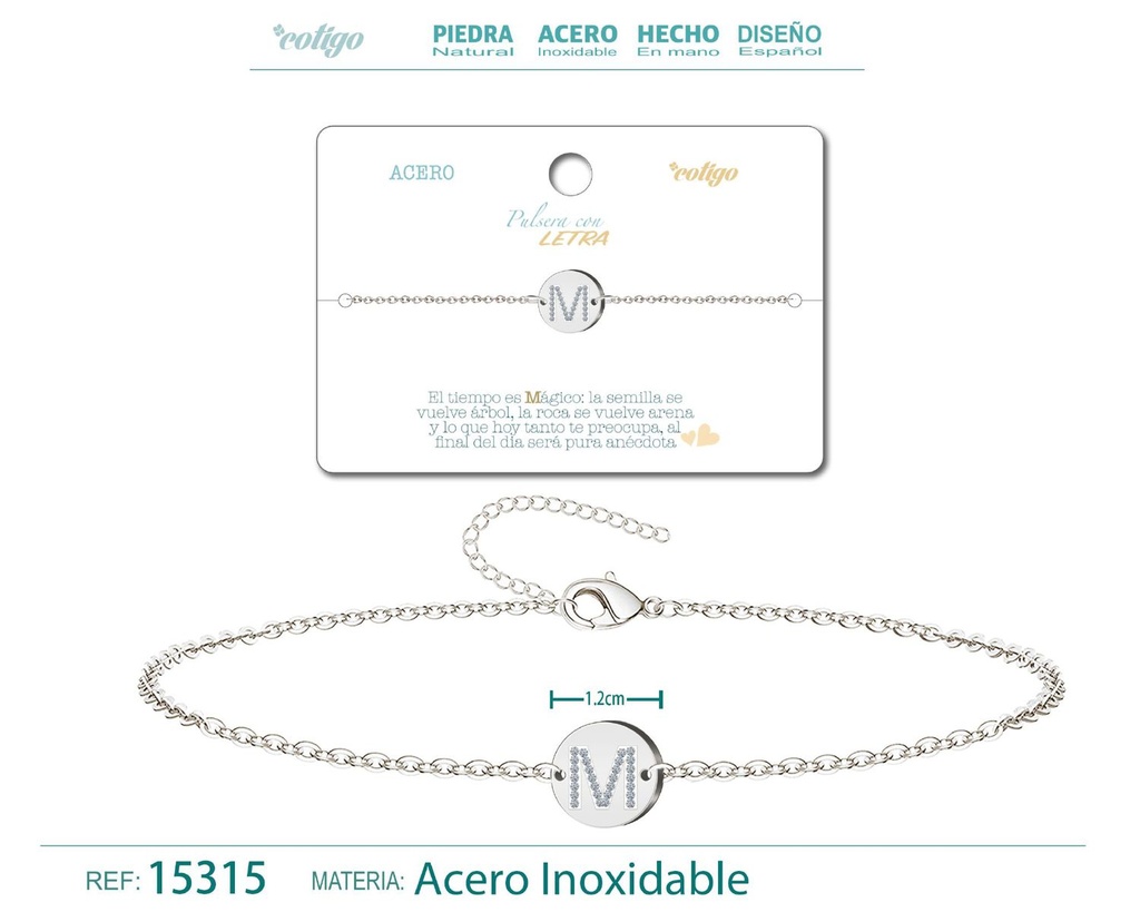 Pulsera con letra N en color plateado - Joyería de moda