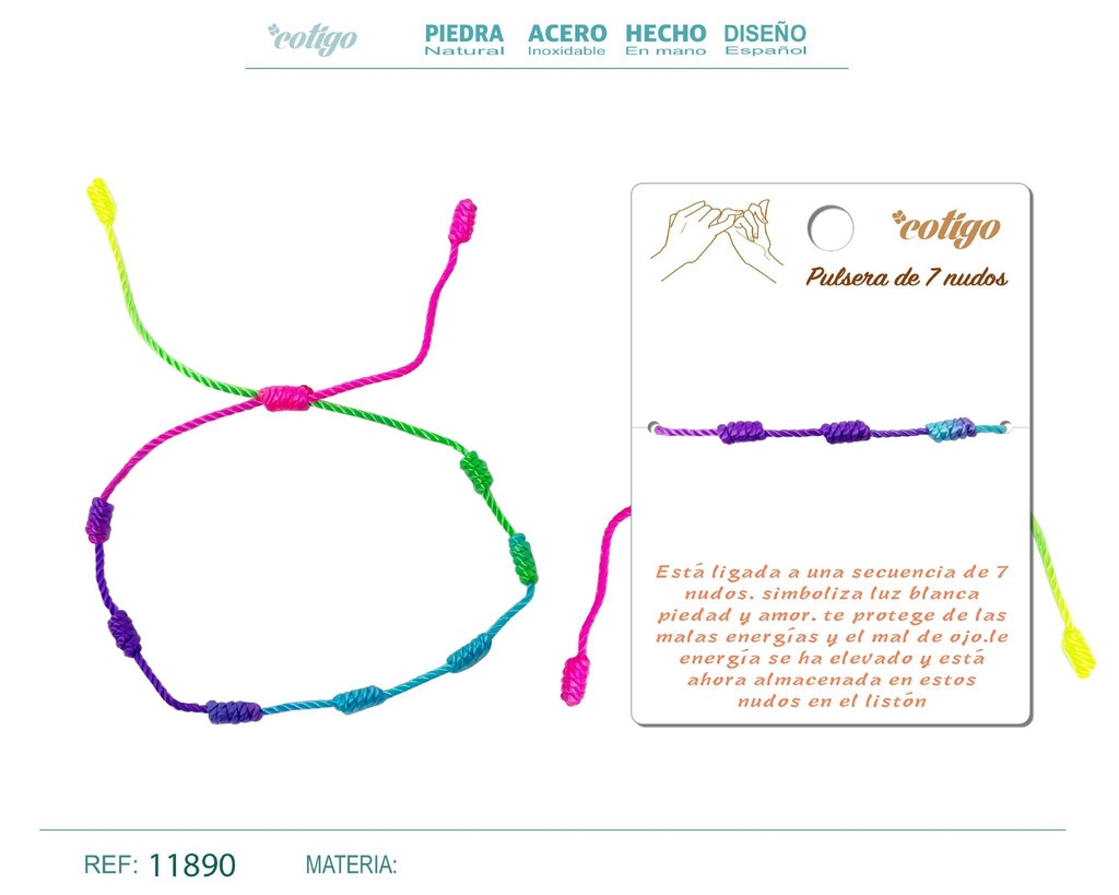 Pulsera de 7 nudos multicolor - Joyería de nudos