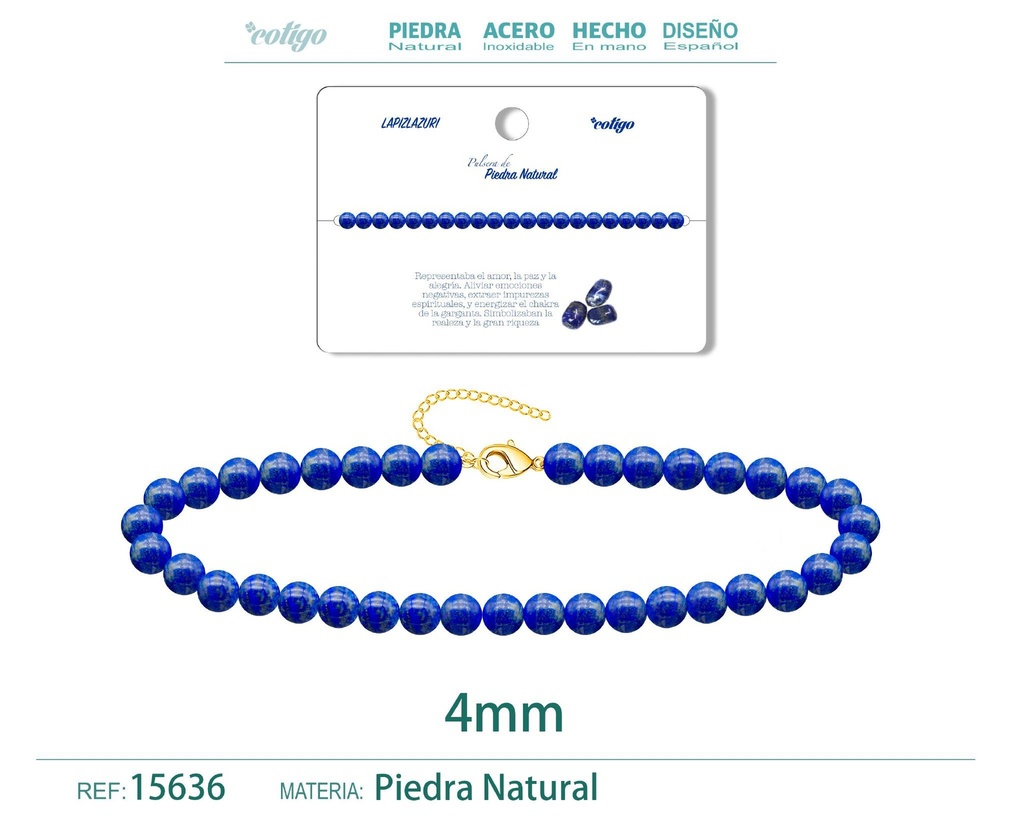 Pulsera de lápiz lazuli 4mm - Últimas ofertas en pulseras de acero