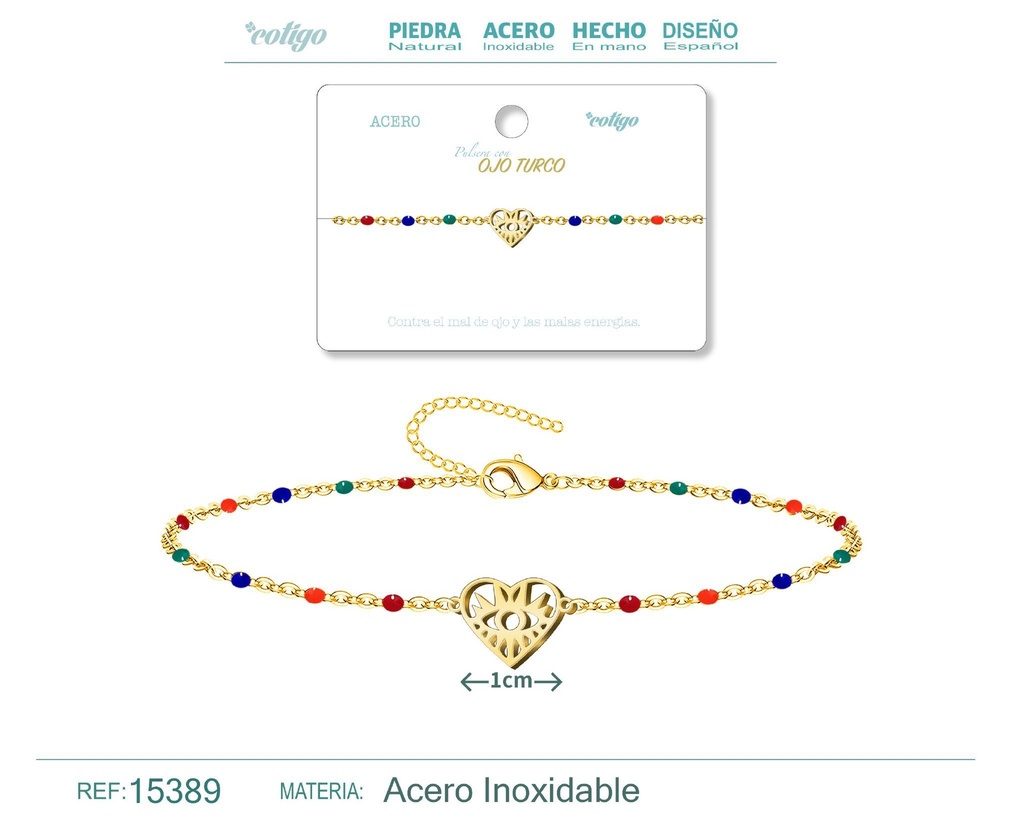 Pulsera de acero multicolor con ojo de turco - Accesorios de joyería