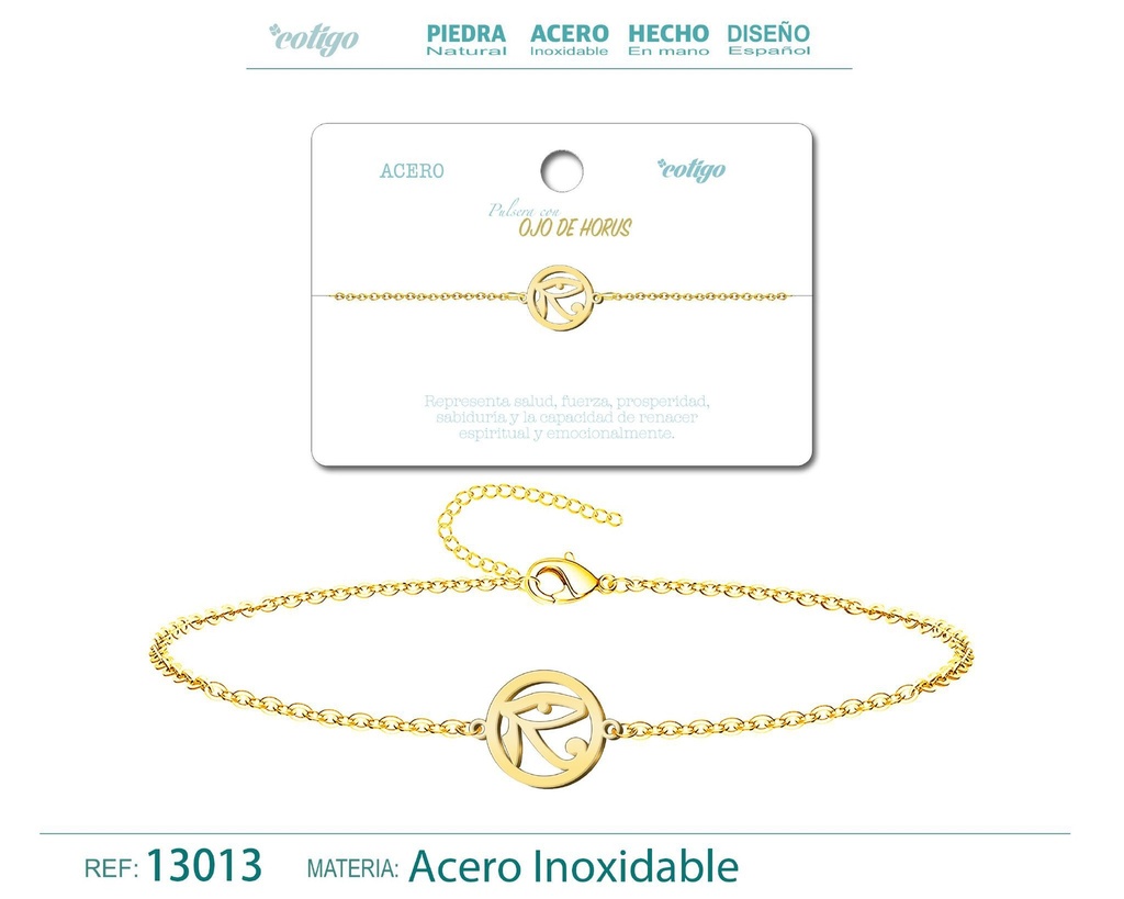 Pulsera Ojo de Horus de Acero Dorado - Accesorios de joyería y pulseras