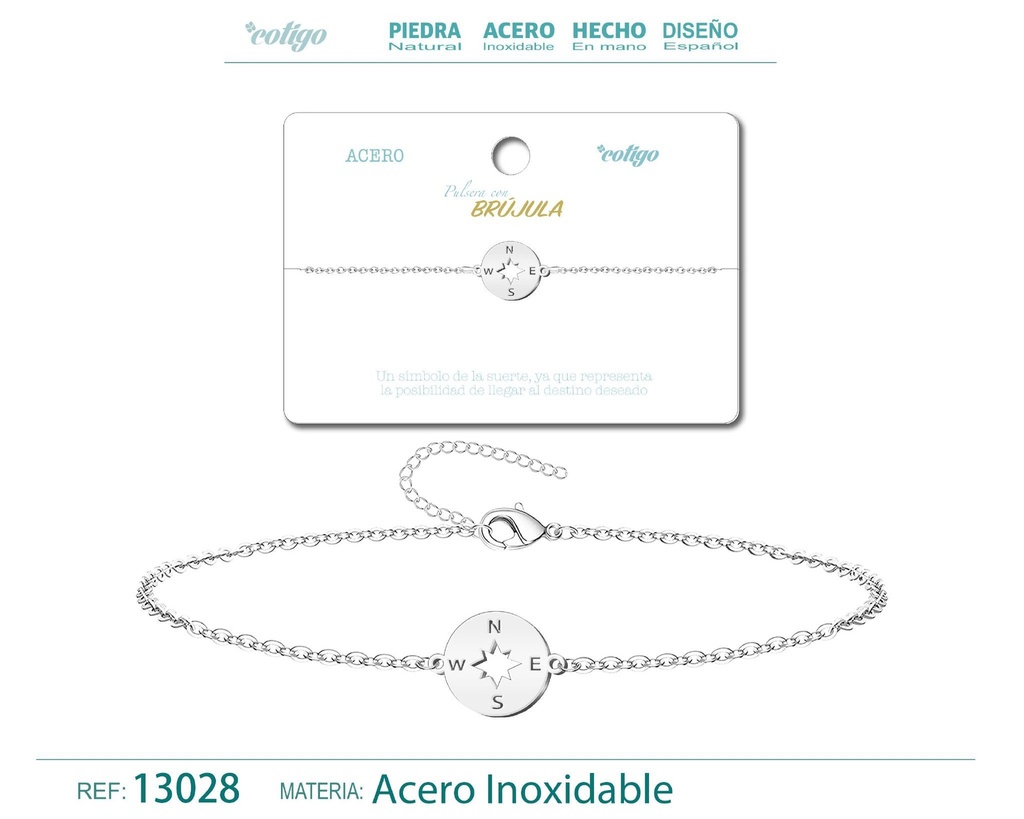 Pulsera Brújula de Acero Plateado - Accesorios de joyería y pulseras