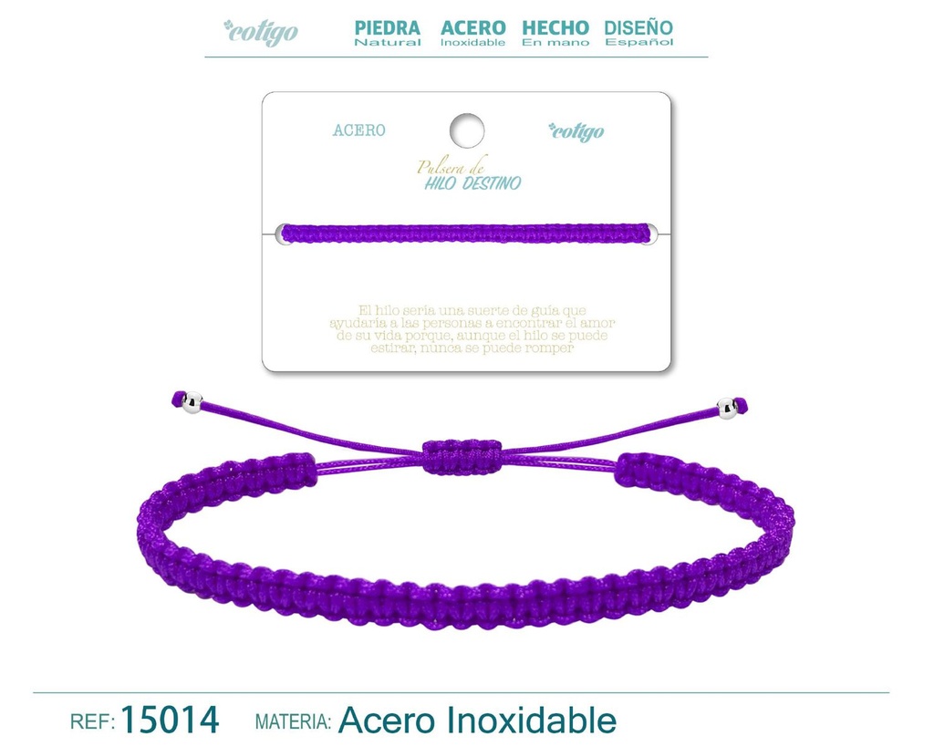 Pulsera de hilo destino en color morado - Joyería elegante y moderna