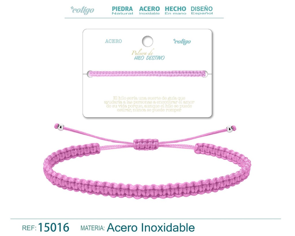 Pulsera de hilo destino en color rosa - Joyería femenina y chic
