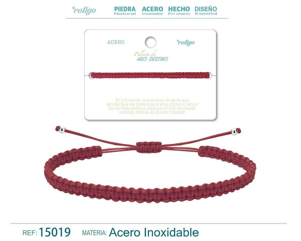 Pulsera de hilo destino en color rosa roja oscuro - Joyería que destaca la dulzura