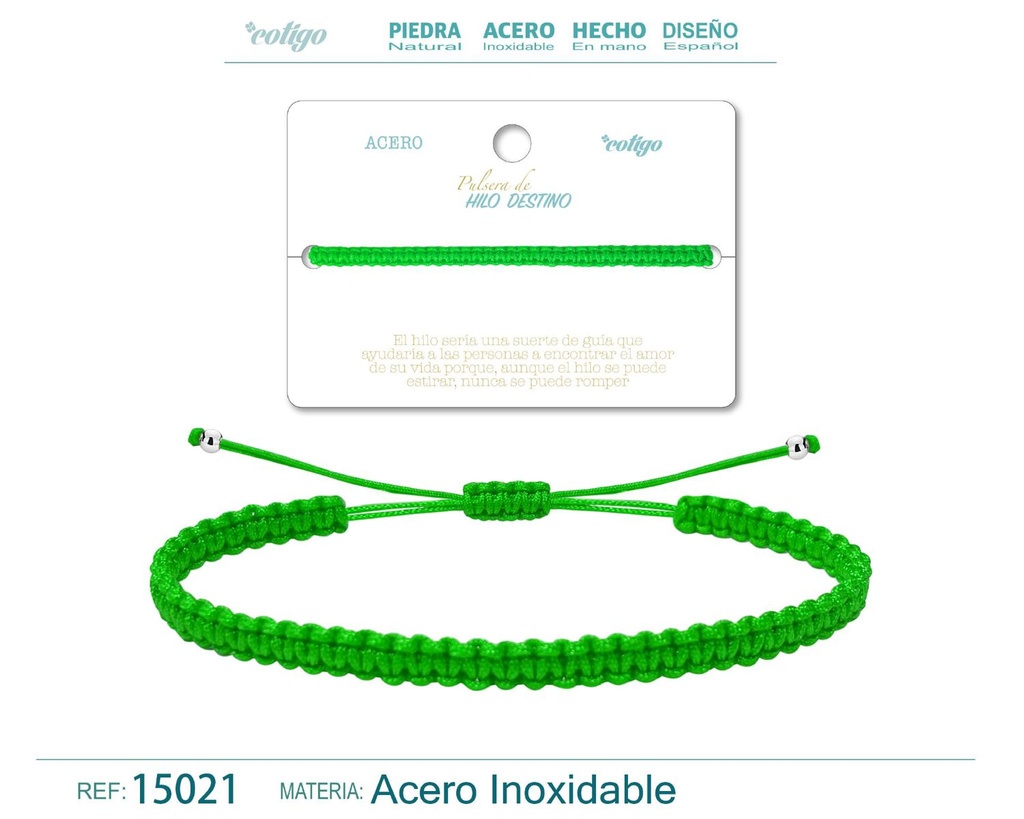 Pulsera de hilo destino en color verde - Joyería natural y armónica