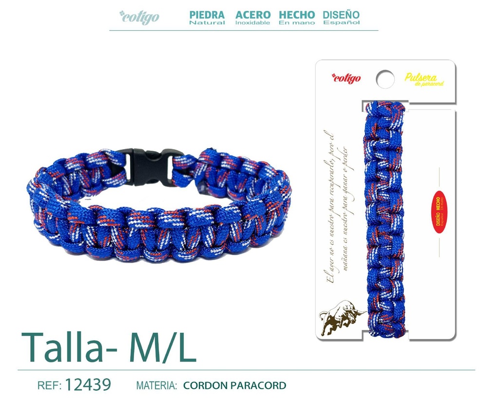 Pulsera paracord trenzado talla M,L - Joyería versátil y ajustable