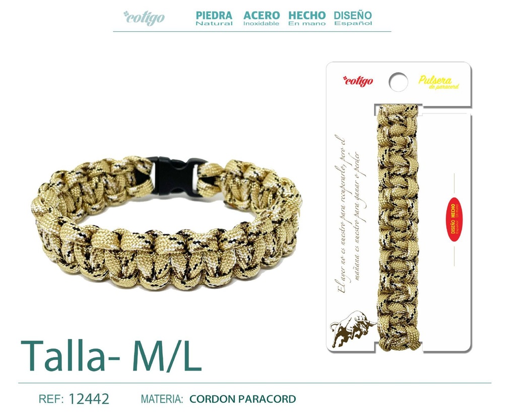 Pulsera paracord trenzado talla M,L - Accesorios de gran utilidad