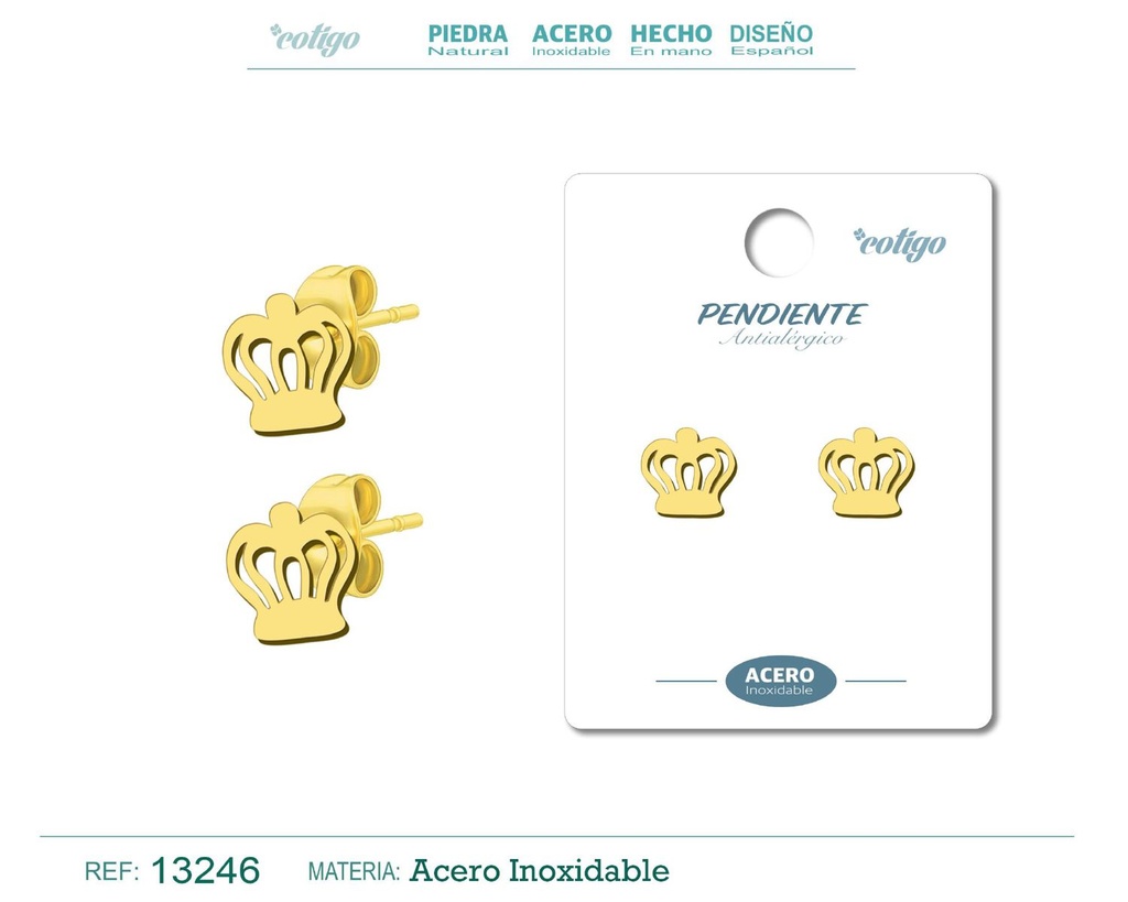 Pendiente acero inoxidable color dorado - Joyería de acero inoxidable