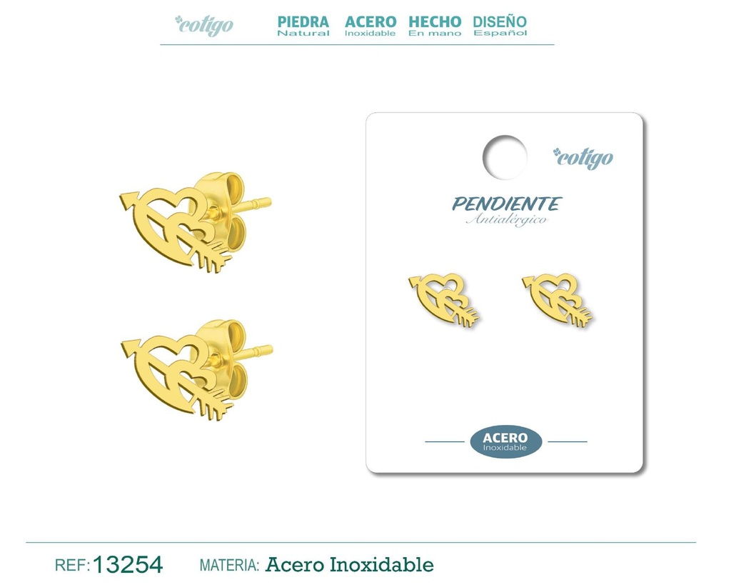 Pendiente acero inoxidable color dorado - Joyería de acero inoxidable
