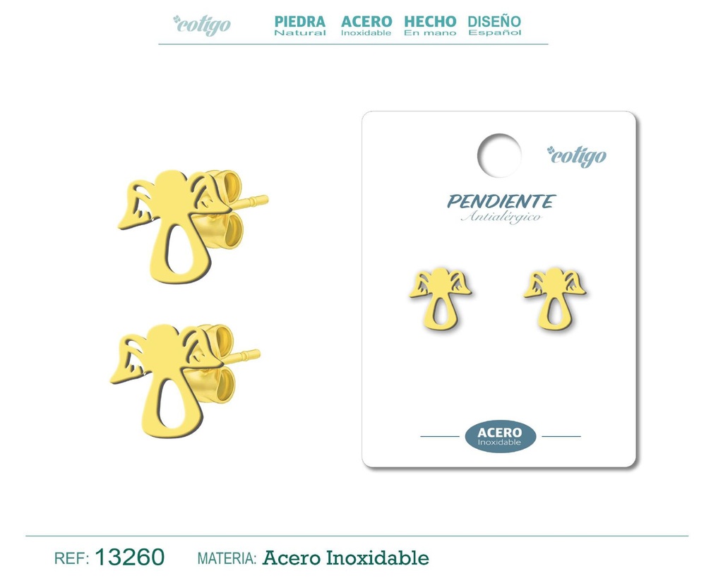 Pendiente acero inoxidable color dorado - Joyería de acero inoxidable
