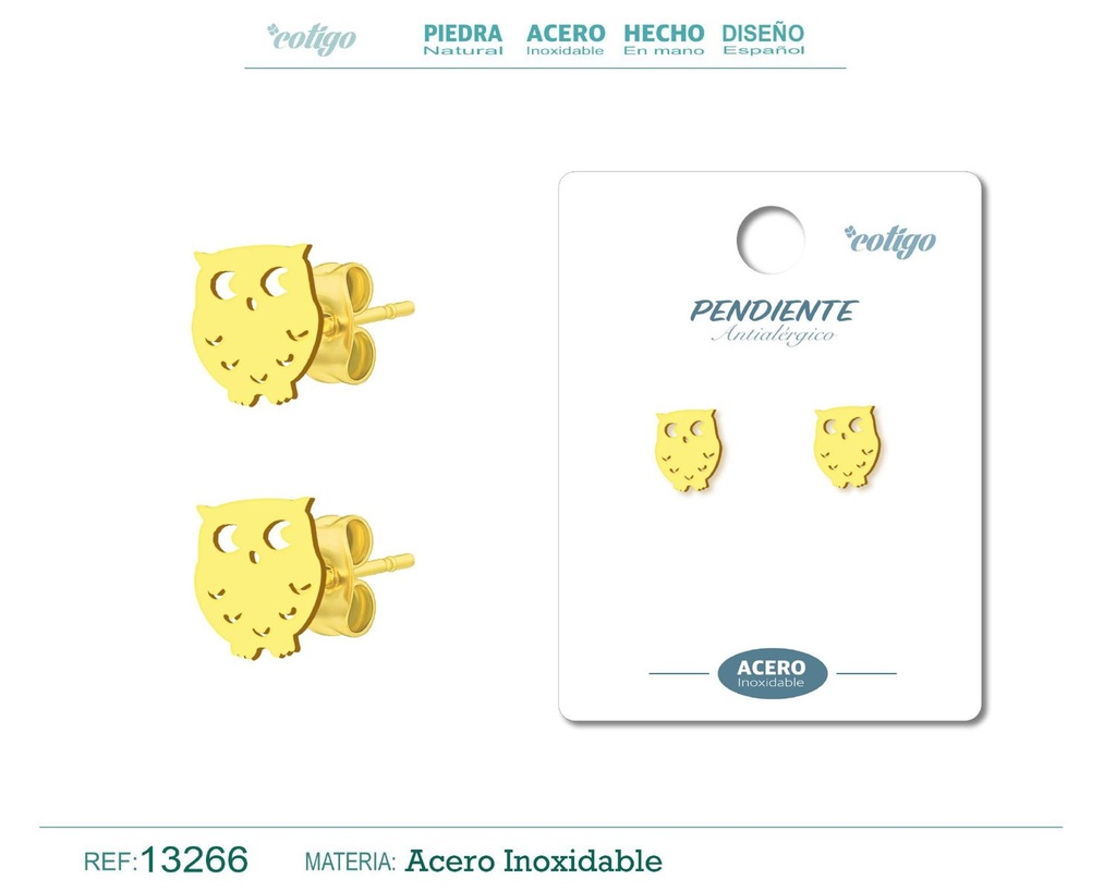 Pendiente acero inoxidable color dorado - Joyería de acero inoxidable