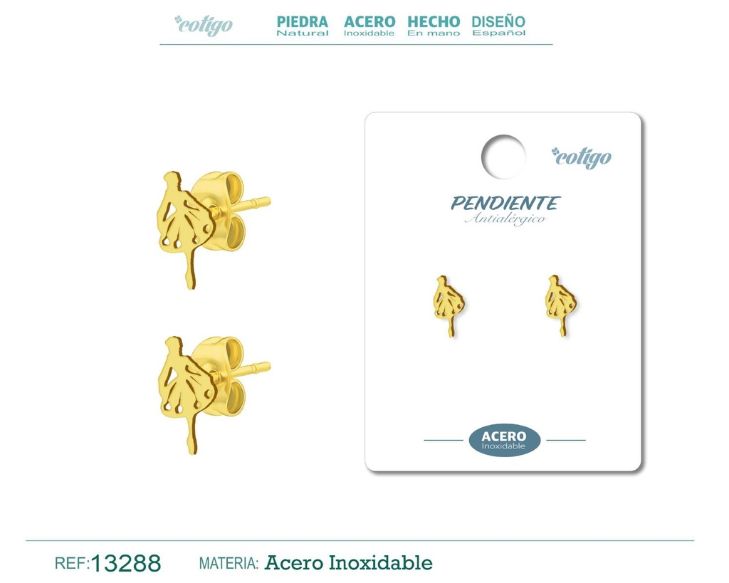 Pendiente acero inoxidable color dorado - Joyería de acero inoxidable
