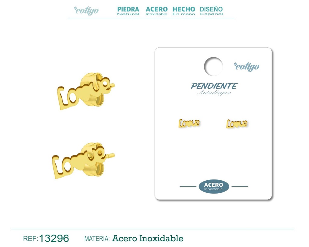 Pendiente acero inoxidable color dorado - Joyería de acero inoxidable