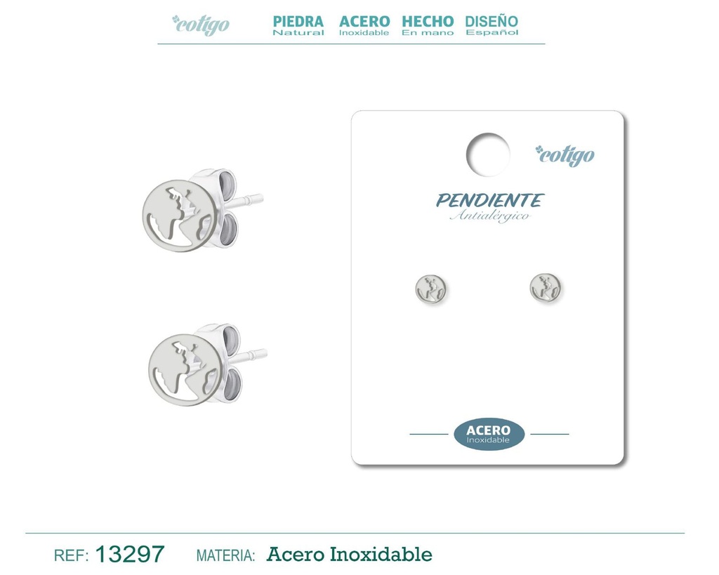 Pendiente acero inoxidable color plateado - Joyería de acero inoxidable