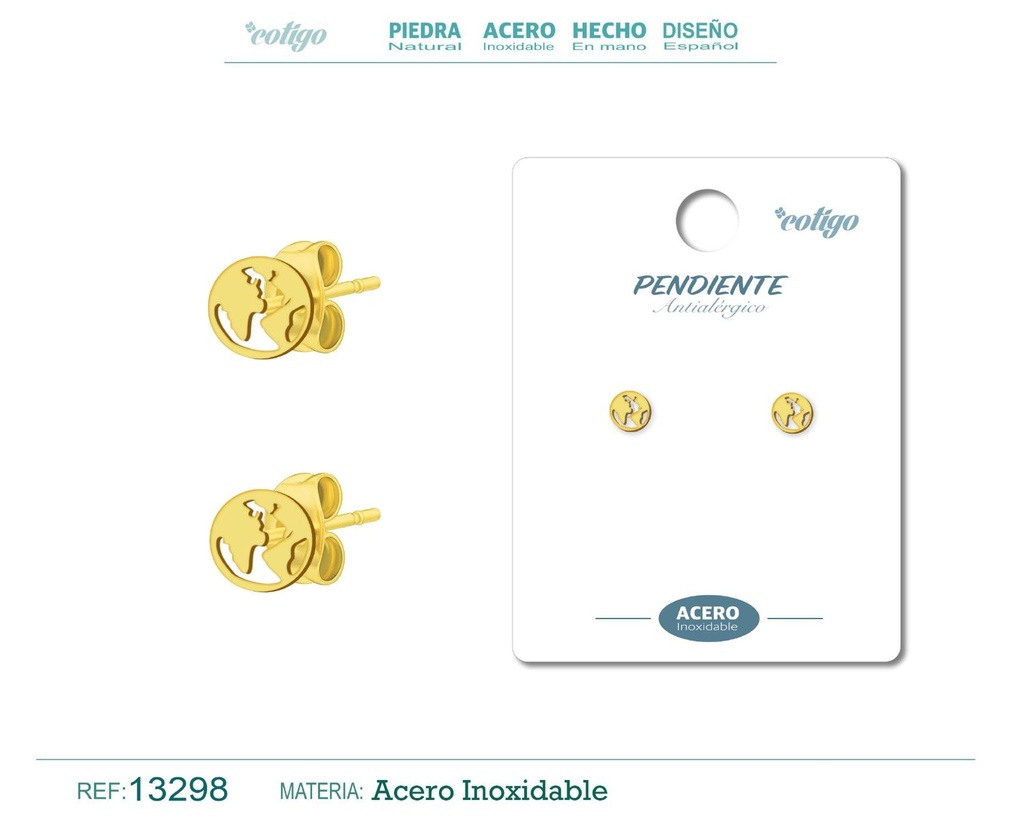 Pendiente acero inoxidable color dorado - Joyería de acero inoxidable