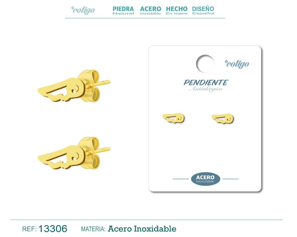 Pendiente acero inoxidable color dorado - Joyería de acero inoxidable