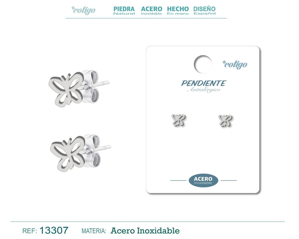 Pendiente acero inoxidable color plateado - Joyería de acero inoxidable