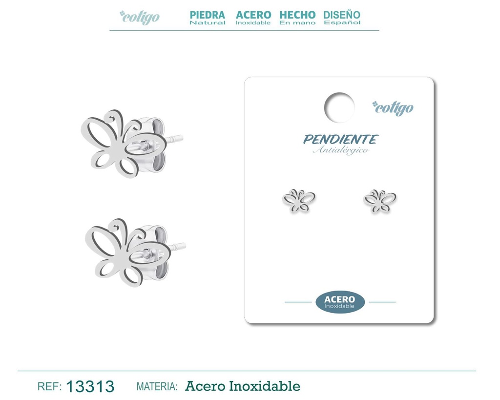 Pendiente acero inoxidable color plateado - Joyería de acero inoxidable