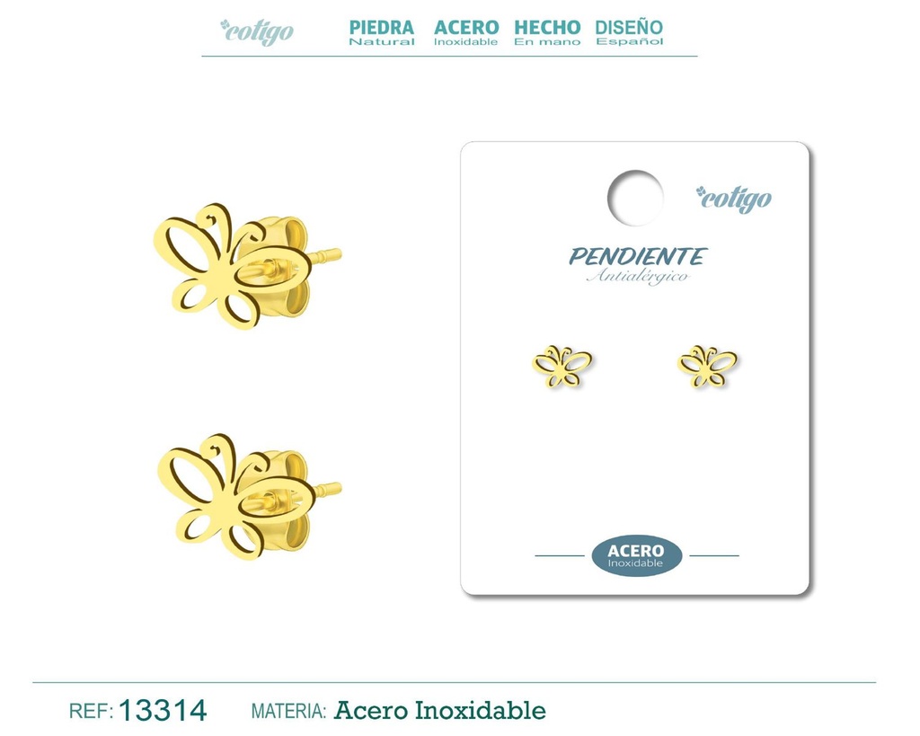 Pendiente acero inoxidable color dorado - Joyería de acero inoxidable