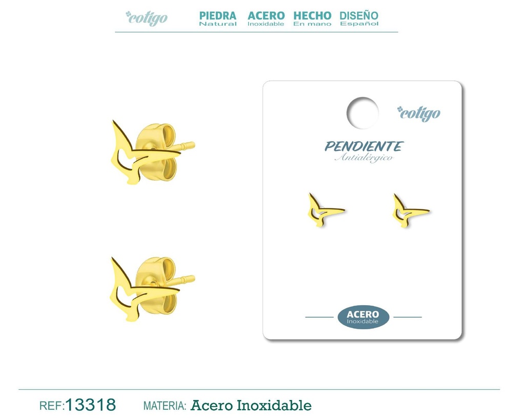 Pendiente acero inoxidable color dorado - Joyería de acero inoxidable